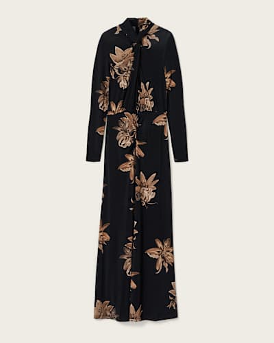 ladies dresses sale & Outlet | Sale Mini, Midi & Maxi Dresses Color:Orange/ Multi casual dresses for ladies Felicity Embellished Chiffon Dress Whistles Frill Boho Midi
