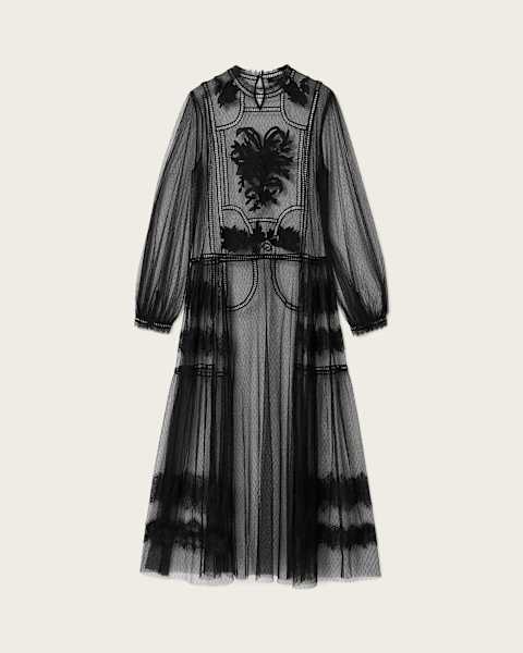 all saints long black dress Maxi Dresses | Black Dresses Sheer inserts and layering Women's US Size:7 жибек июль 1 90s Floral Dresses