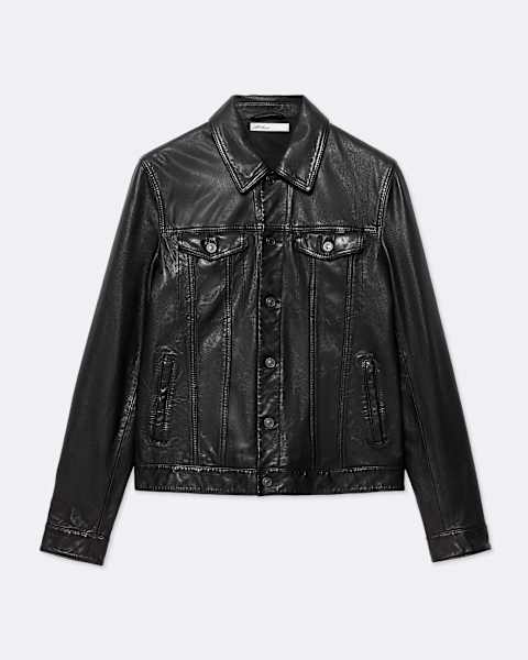 Leather trucker jacket