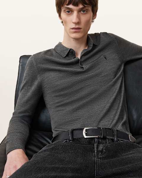 Image for Mode Merino Long Sleeve Ramskull Polo Shirt