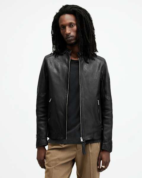 Cora Leather Snap Back Collar Jacket