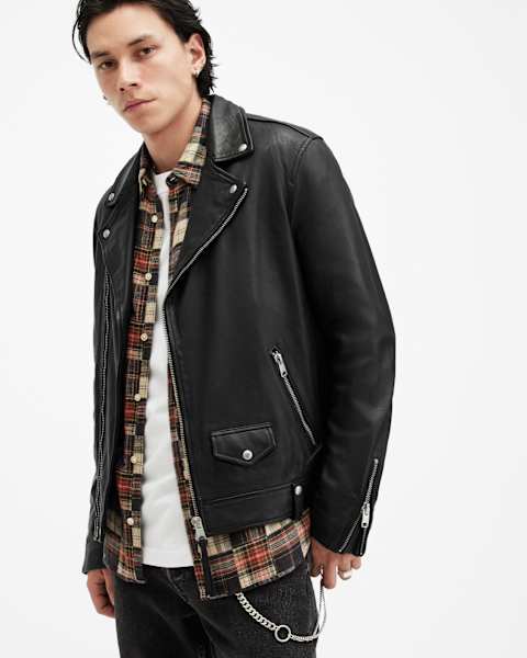 Milo Asymmetric Zip Leather Biker Jacket