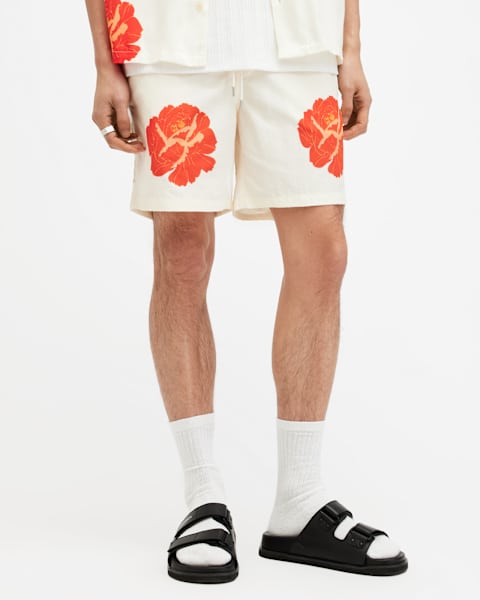 Roze Slim Floral Print Swim Shorts