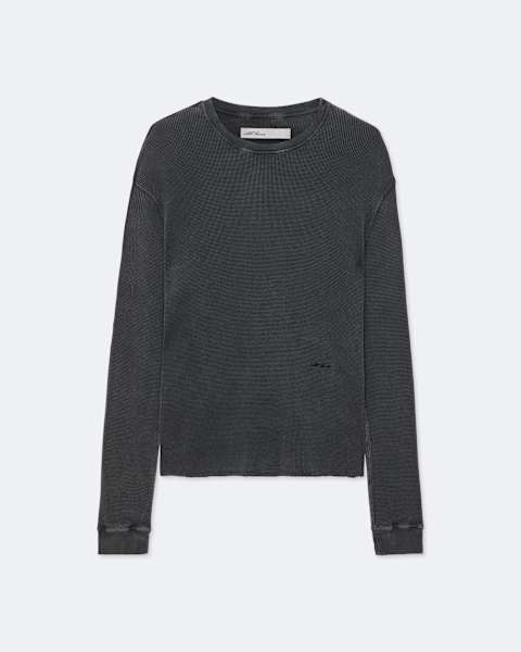 Raine Waffle-Knit Long-Sleeve T-Shirt