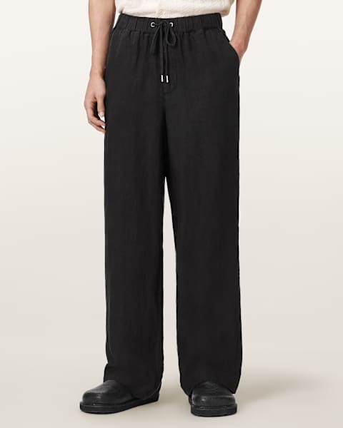 Sharp Straight Leg Linen Pants