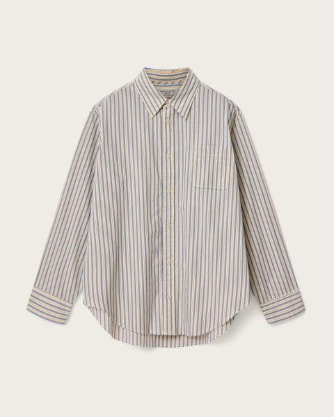 Roma Oversized Long-Sleeve Striped Shirt