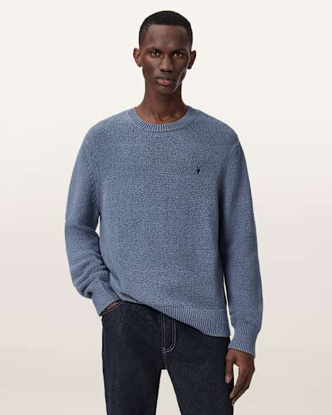 Pull col boutonné gris en tricot gaufré ALLSAINTS, Pull à manches longues (XXL) - Canada