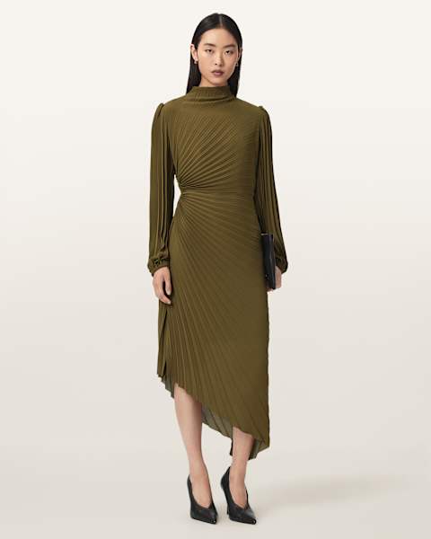 all saints evening dresses Allsaints Estelle Midi Dress - Green