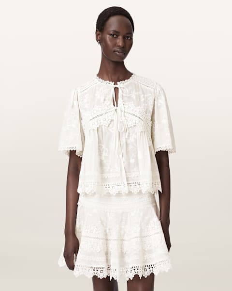 all saints white lace dress ALLSAINTS Evangelia Iona Lace Trim Floral Maxi Dress