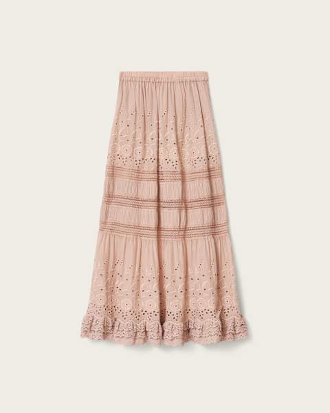 Camille Embroidered Tiered Maxi Skirt 