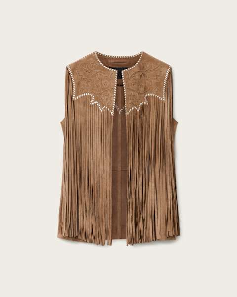 Carter Whipstitch Suede Tassel Gilet