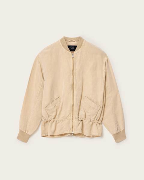 Sofi Linen Blend Drawstring Bomber Jacket