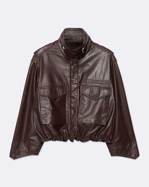 Clay Cropped Leather Jacket