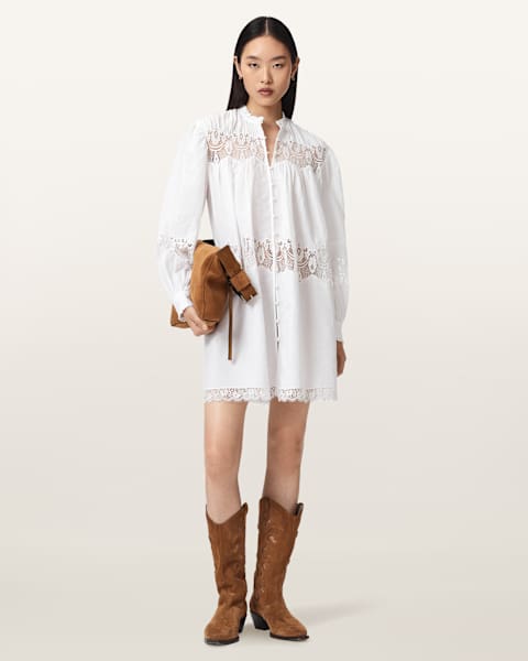 all saints white shirt dress AllSaints IMOGEN DRESS - Shirt dress - chalk white/white