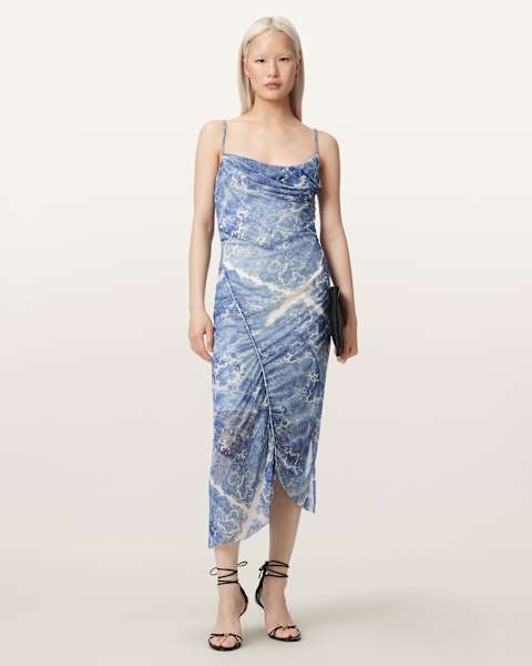 all saints blue floral dress ALLSAINTS Alexia Kuroyuri Dress in Blue