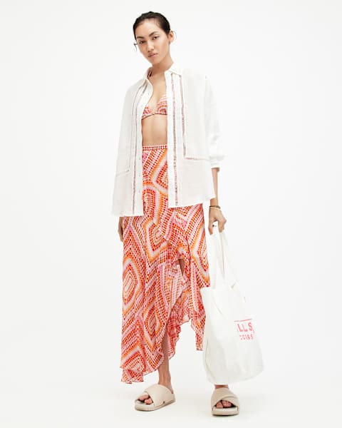 Sara Luisa Asymmetric Ruffle Midi Skirt