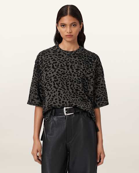 Lenny Leopard Print Wool T-Shirt