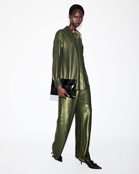 Charli Wide Leg Sequin Trousers