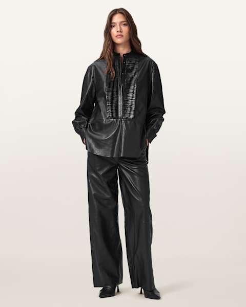 Ash Wide Leg Leather Trousers