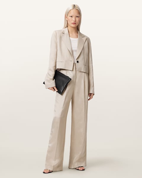 Helena Tailored Wide Leg Linen Blend Trousers 