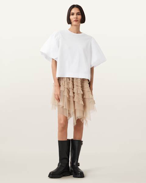 Jayde Ruffled Tulle Mini Skirt