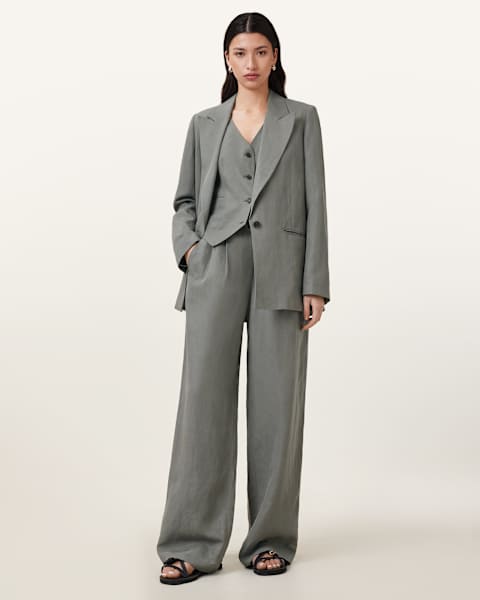 Image for Averie Tencel Wide Leg Linen Blend Trousers