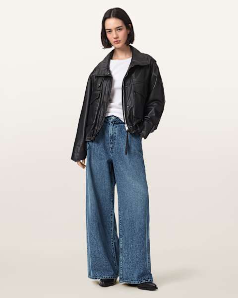 Haze Wide Leg Pleated Jeans  