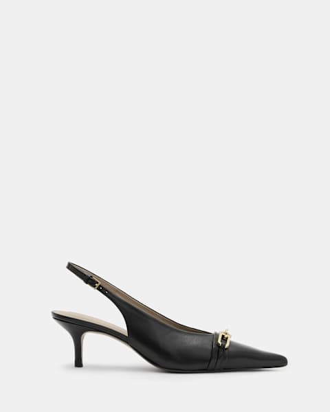 Image for Grace Leather Chain Slingback Heels
