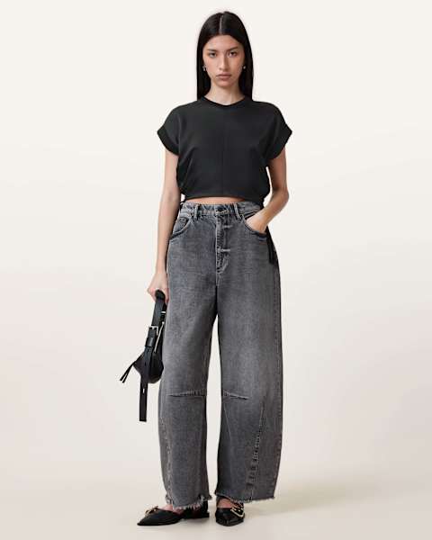 Image for Mira Cropped Satin Drawcord T-Shirt
