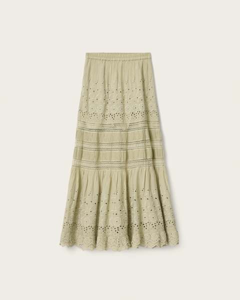Camille Embroidered Tiered Maxi Skirt 