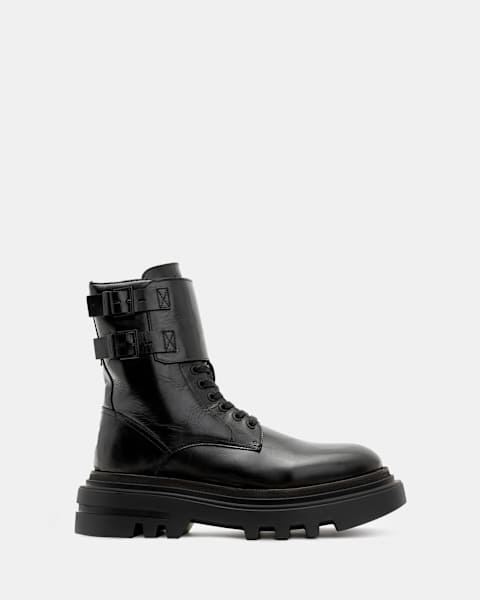 Zoe Lace Up Chunky Leather Boots