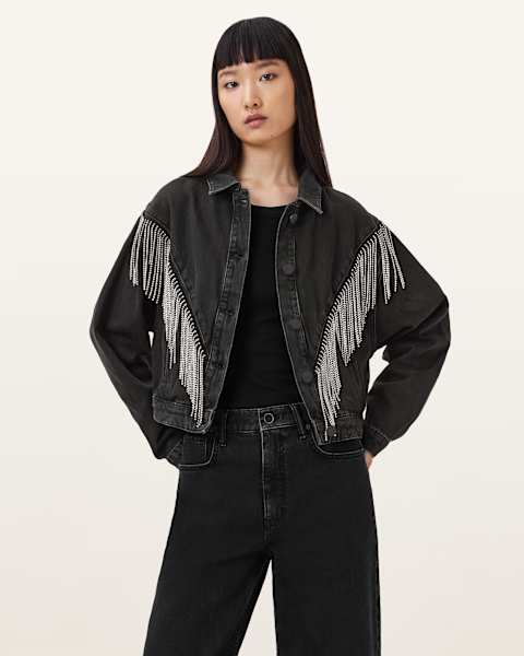 Image for Marlene Embellished Fringe Denim Jacket