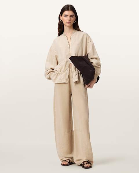Jett Wide Leg Linen Blend Trousers