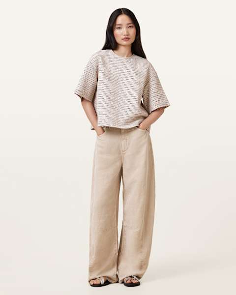 Jett Barrel Leg Linen Blend Trousers