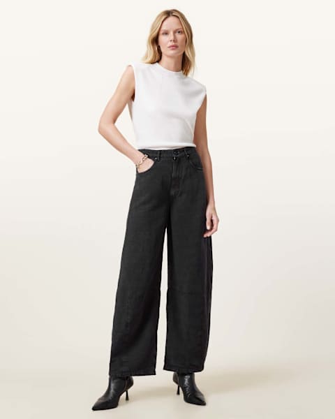 Image for Jett Barrel Leg Linen Blend Trousers