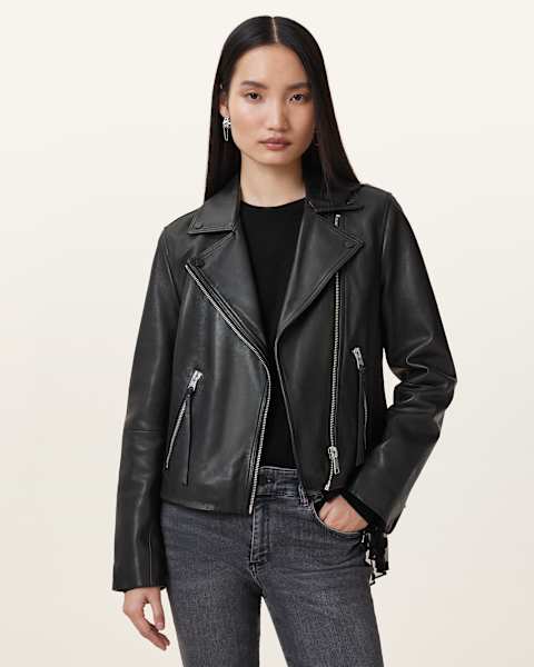 Image for Dalby Slim Fit Leather Biker Jacket