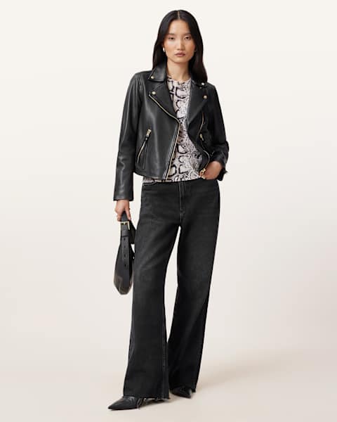 Image for Dalby Slim Fit Leather Biker Jacket