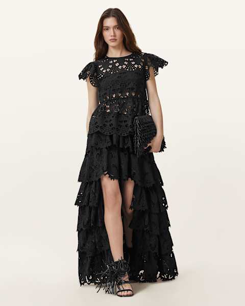 Image for Cavarly Embroidered Maxi Skirt