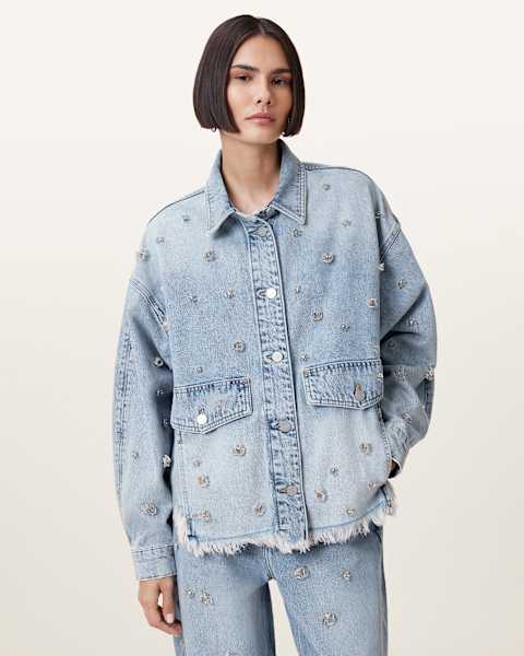 Image for Hettie Embellished Oversized Denim Shacket