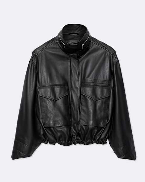 Clay Cropped Leather Jacket
