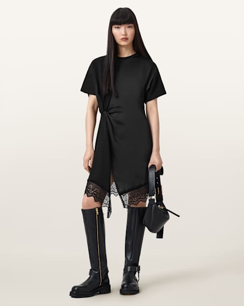 Lana Lace Trim Mini T-Shirt Dress