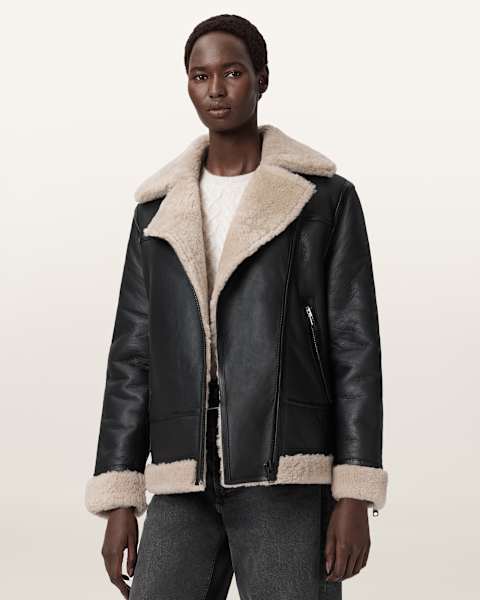 Sola Shearling Biker Jacket     