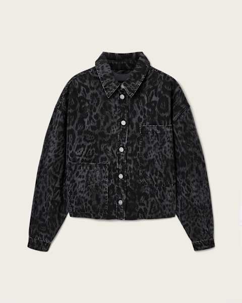 Nicky Denim Leopard Print Shacket