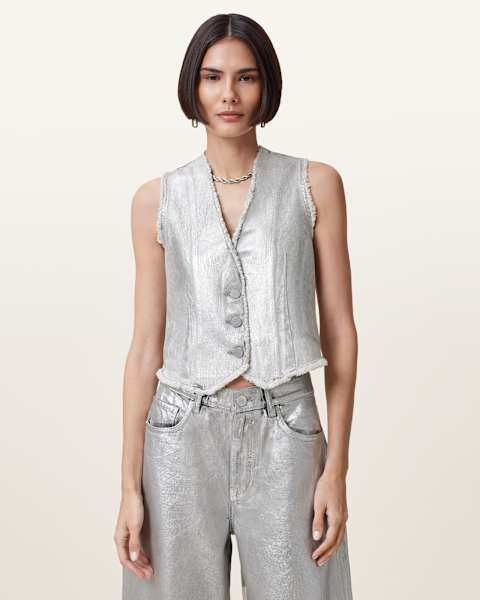 Image for Andrea Metallic Silver Waistcoat