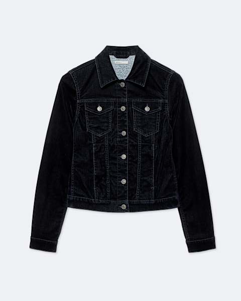 Fitted Flocked Denim Trucker Jacket