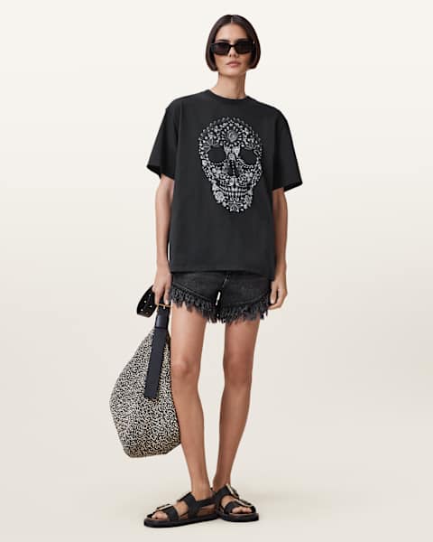 Image for Shkull Boyfriend Graphic Cotton T-Shirt