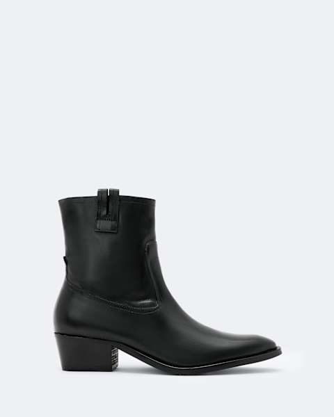 Leather zip up dress boot