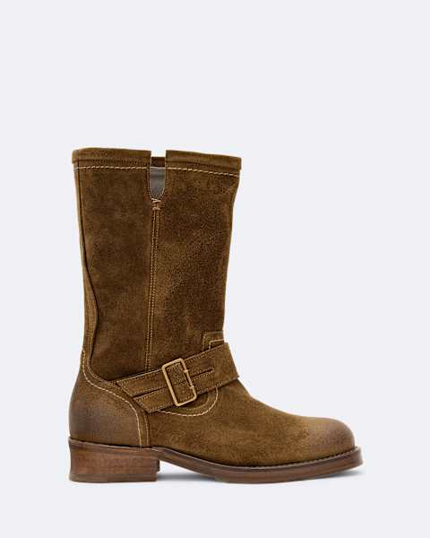 Suede biker boots