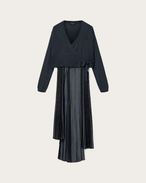 Robe Crayon AllSaints Kronta Noir - Taille 4, Sans Manches, Décolleté V - Neuf Avec étiquettes