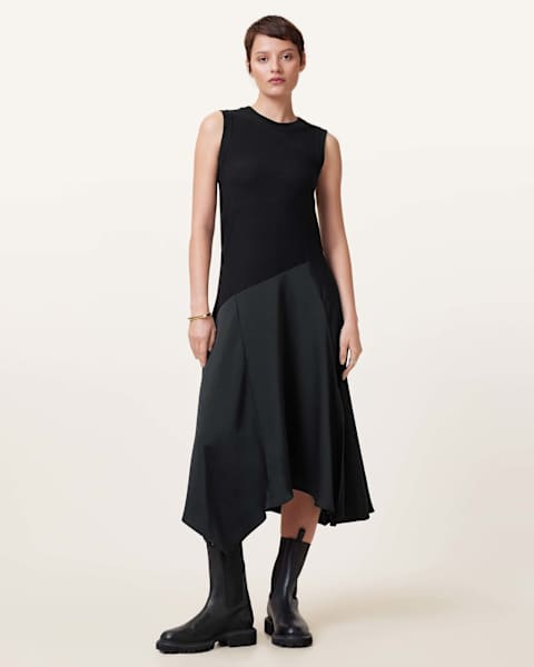 Pia Asymmetric Satin Dress